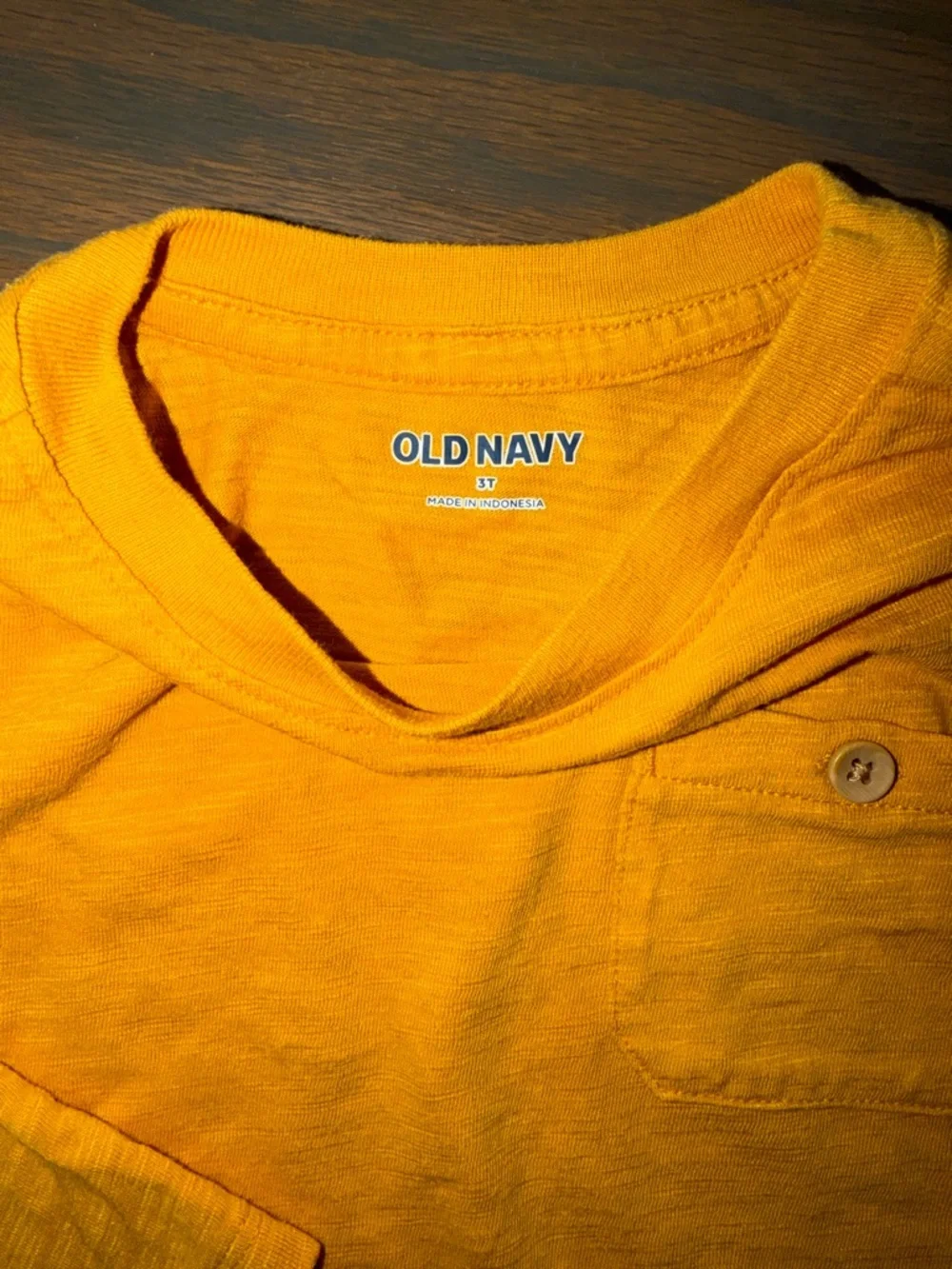 Old Navy Yellow Mustard Long-Sleeve Pocket T-Shirt | 3T